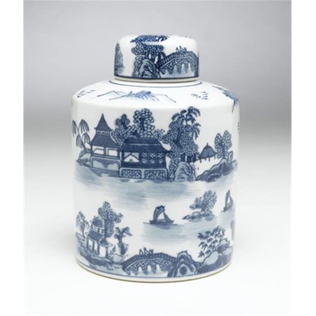 AA IMPORTING AA Importing 59721 Blue & White Round Jar with Lid 59721